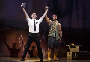 Ryan Bondy and David Aron Damane at the climax of "I Believe". Photo by Joan Marcus.