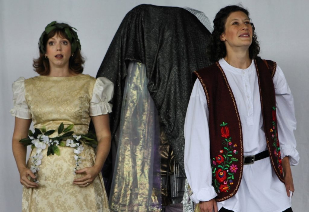 Betsie Feldkamp as Eurydice and Sara Fanucchi as Orpheus in Garden of Song Opera's production of Orpheus and Eurydice.