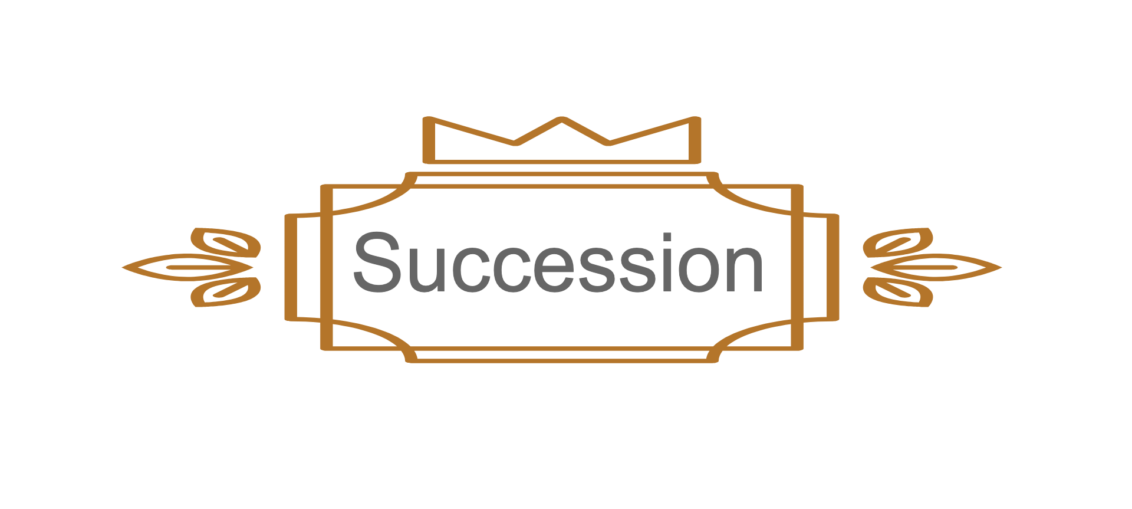 A graphic showing the word "Succession" with a crown.